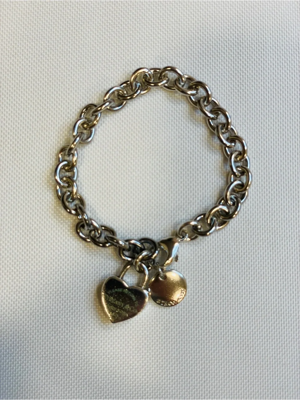 Vintage Tiffany & Co 925 Sterling Silver Heart Tag Chunky Bracelet